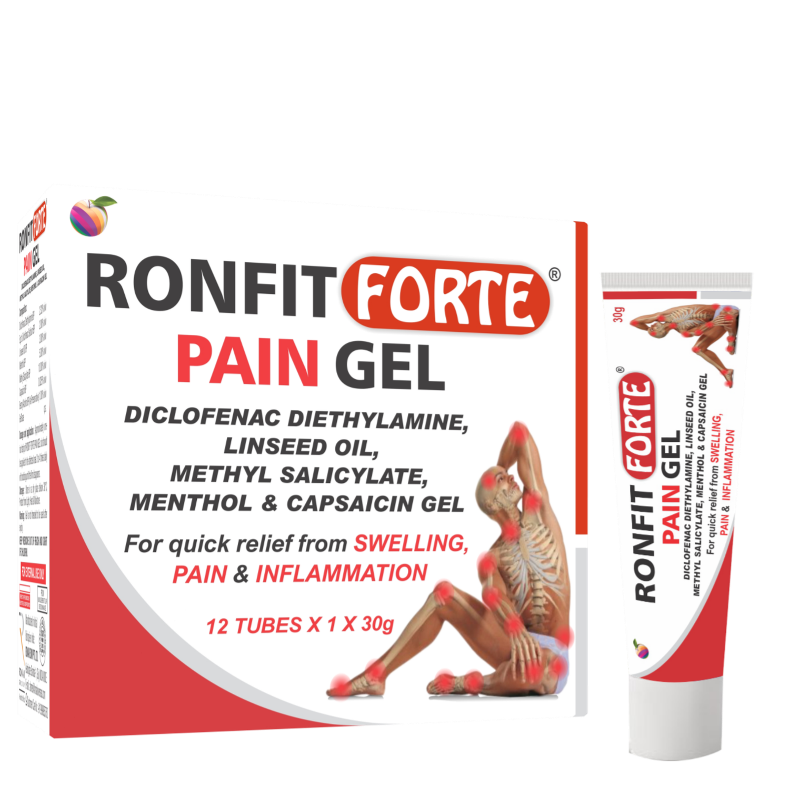 RONFIT FORTE Pain Gel 30g tube and carton
