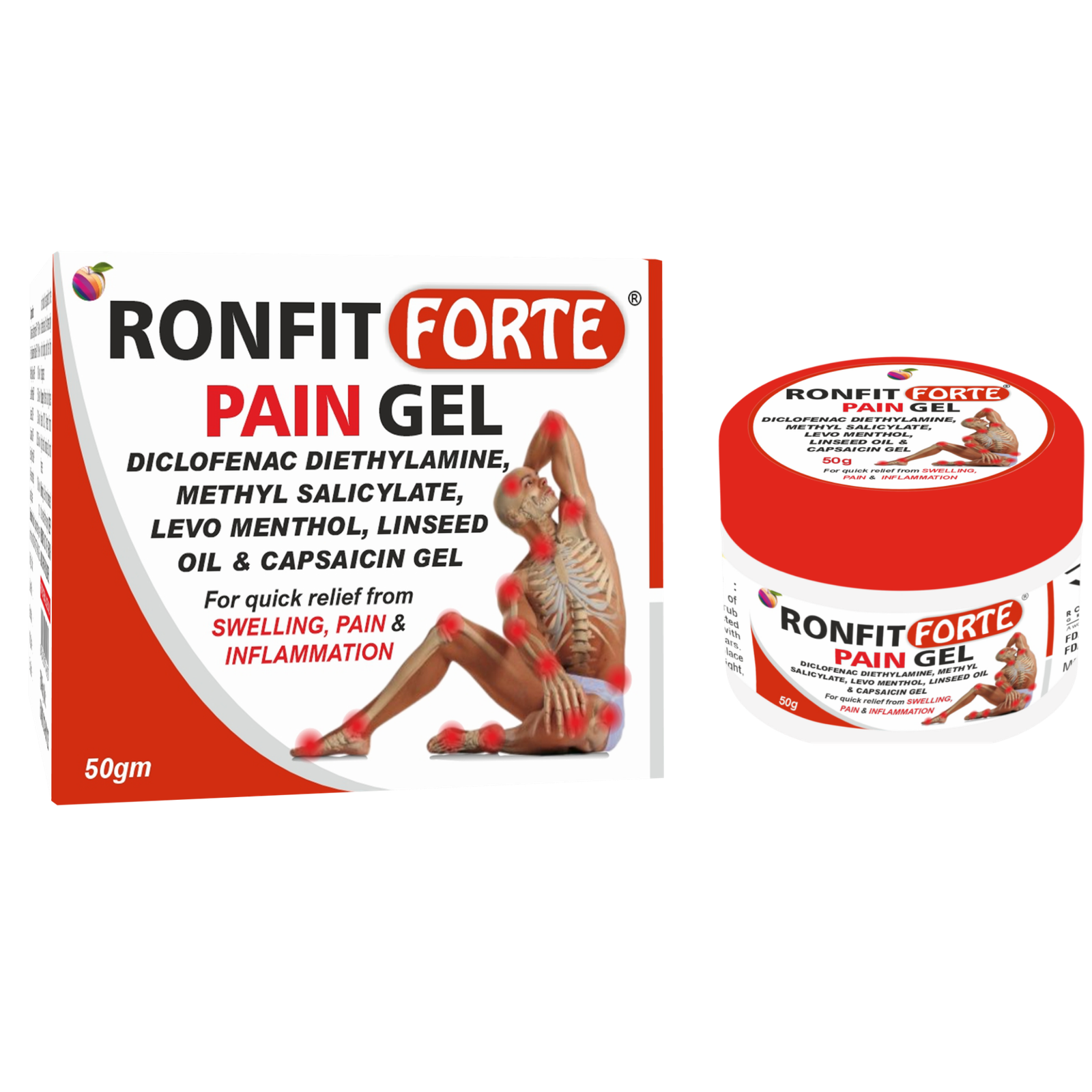 RONFIT FORTE Pain Gel 50g tube and carton