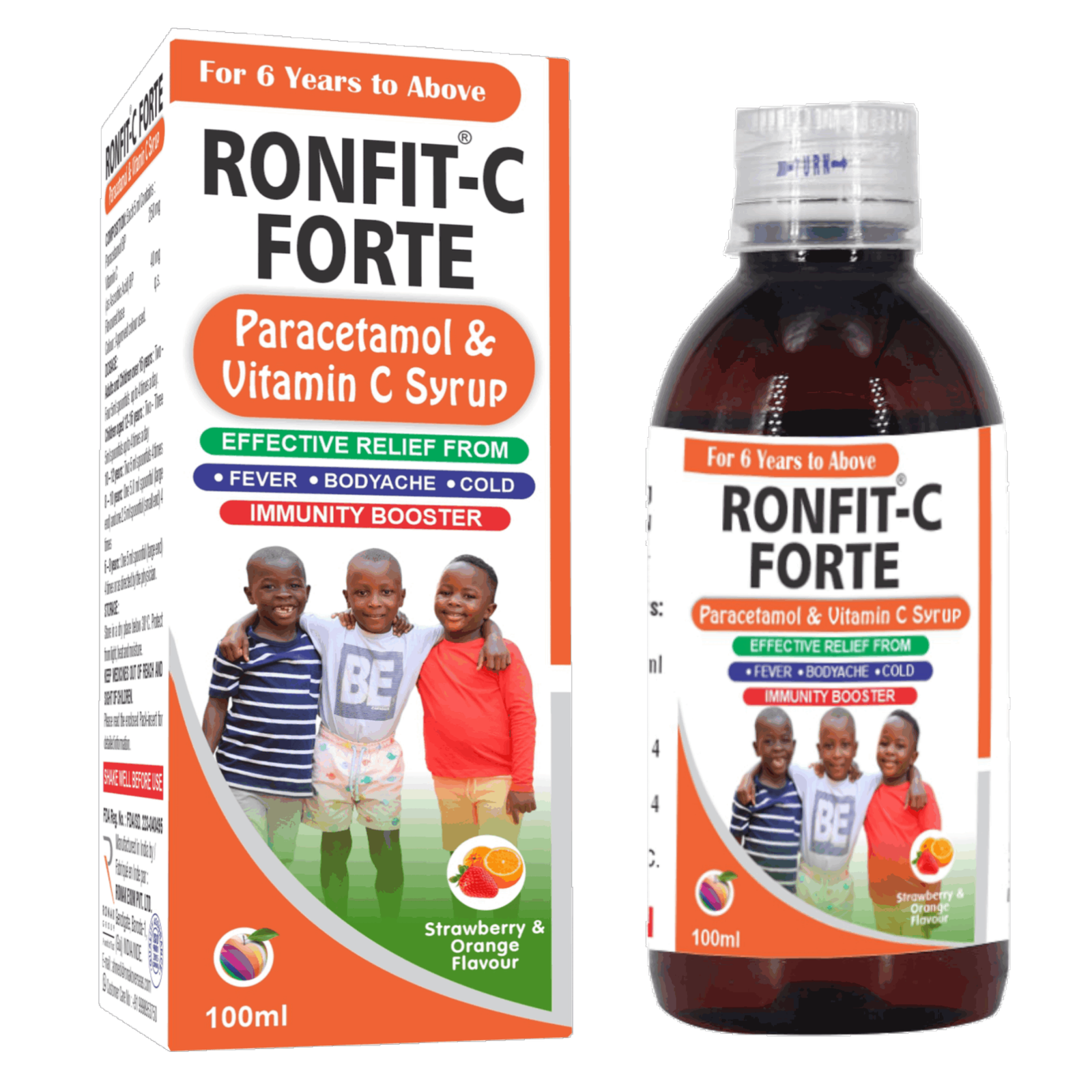 RONFIT-C FORTE Paracetamol & Vitamin C Syrup 100 ml